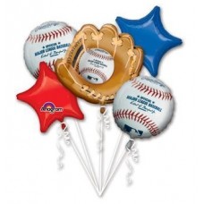Major League Baseball with Glove Five Piece foil Balloon Set Baseball Party kids birthdays anagram baseball decorations