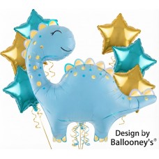 Dino-Mite Dinosaur Balloon Bouquet - 7 Piece Set with T-Rex, Stegosaurus & Stars