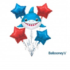 Under-the-Sea Shark Adventure 7-Piece Balloon Bouquet Set – Perfect for Birthday Parties