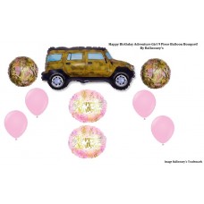 Adventure Girl Hummer Car 9 Piece Happy Birthday Balloon Bouquet Camo Mossy Oak outdoors party supplies decorations decor