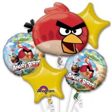Angry Birds Five Piece Balloon Bouquet for kids Birthday parties and events
