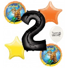 Aquaman 2nd Happy Birthday Number Two Megaloon Ocean Sea Adventure Boys and Girls Balloon Bundle Party Supplies and Decorations