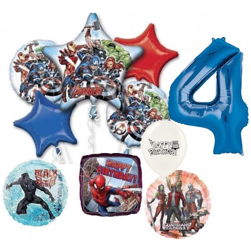 Avengers Captain America 4th Happy Birthday Bundle Balloon Bouquet Bundle Set Kit Bouquet Kids Boys Girls Decoration Party Supplies