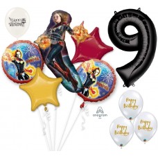 Avengers Captain Marvel Ultimate Avengers 9th Birthday Party Event Bouquet of Balloons Decorations Ninth 9 By the Numbers