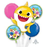 Baby Shark Adorable Five Piece Balloon Bouquet Set Shark Decorations Shark Decor Shark Party supplies