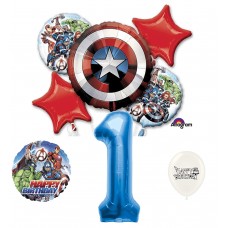 Avengers Captain America 1st Happy Birthday Bundle Balloon Bouquet Bundle Set Kit Bouquet Kids Boys Girls Decoration Party Supplies