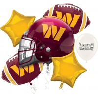 NFL Washington Commanders 6-Piece Football Balloon Set 21" Helmet Foil, Self-Sealing Valves