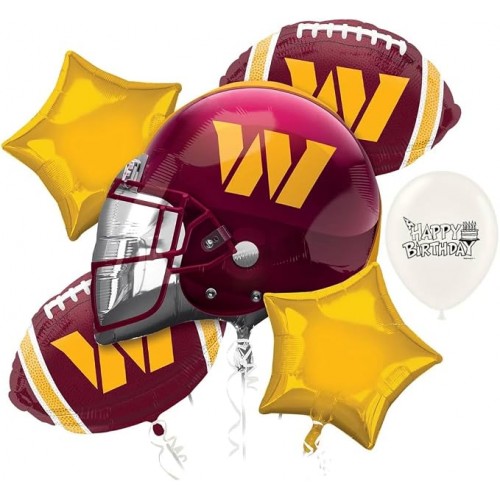 NFL Washington Commanders 6-Piece Football Balloon Set 21" Helmet Foil, Self-Sealing Valves NFL Washington Commanders 6-Piece Football Balloon Set 21" Helmet Foil, Self-Sealing Valves