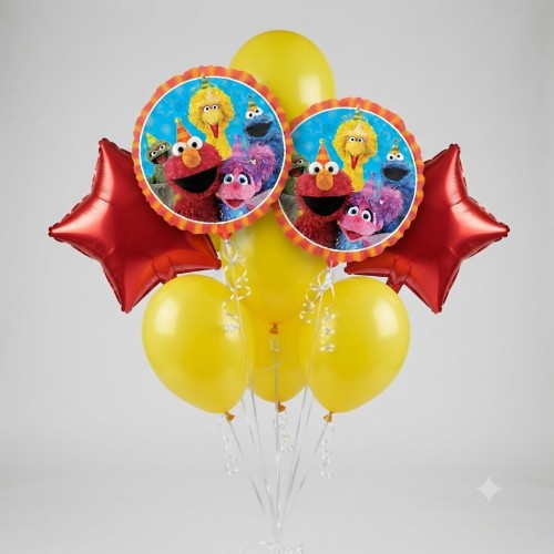 Sesame Street Birthday Balloon Bouquet – 8-Piece Party Decoration Set with Optional Red Foil Number (1–9) Sesame Street Birthday Balloon Bouquet – 8-Piece Party Decoration Set with Optional Red Foil Number (1–9)