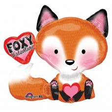 28 "Foxy Valentines day balloon Woodland foil mylar balloon