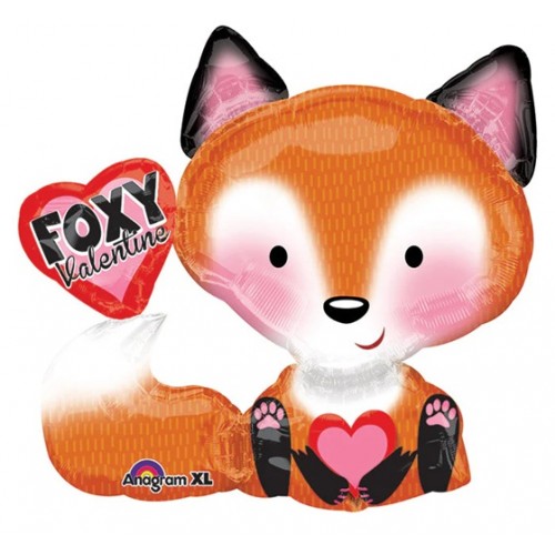 28 "Foxy Valentines day balloon Woodland foil mylar balloon