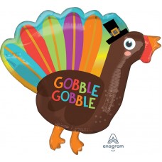 Turkey Gobble Gobble Balloon 19 Inch Balloon Thanksgiving Holiday parties festive table kids gathering holidays 