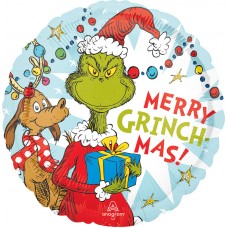 Merry Grinchmas 18 Inch Grinch Max christmas holiday round foil mylar balloon 