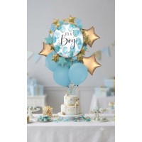 It's a Boy" Baby Shower Balloon Bouquet with Gold Stars & Teal Accents It's a Boy" Baby Shower Balloon Bouquet with Gold Stars & Teal Accents