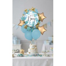 It's a Boy" Baby Shower Balloon Bouquet with Gold Stars & Teal Accents