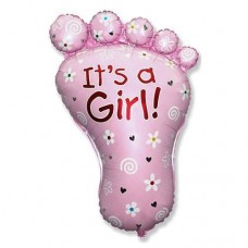 It's a Girl Baby Pink Footprint Foil Mylar Balloon for Baby Showers New Arrival Welcome Baby Decorations Decor Party