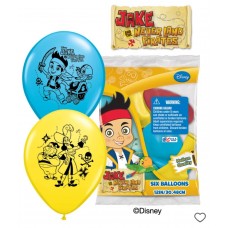 Jake and the Neverland Pirates Disney 6 Count 12" latex assorted colored balloons pirate decorations pirate party favors