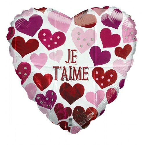 18 inch Je'taime heart shape foil mylar balloon love romance valentines day paris decorations french decor latex balloons parites party supplies