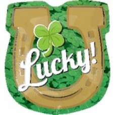 Lucky Horseshoe Clover 21 Inch Jumbo Mylar Balloon Western themed hoedowns barbeques birthdays pony parties decorations decor cowboy cowgirl