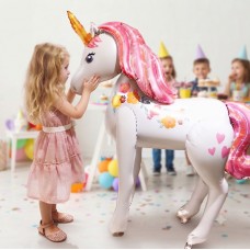 Magical Unicorn  Horse 46 inch Huge Airwalker Flowered Mylar Balloon Party Decoration Fantasy Pegasus Birthday 
