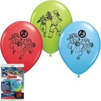 Marvel Avengers Count of 6 Hulk, Ironman, Captain America 11 inch Latex Balloons Assorted Colors