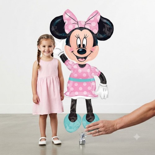 Disney Minnie Mouse Polka Dot Dress 54" Air walker Mylar Balloon Disney Minnie Mouse Polka Dot Dress 54" Air walker Mylar Balloon