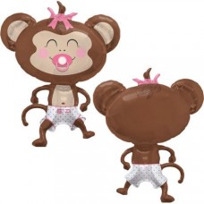 41" Baby Girl Monkey with Pacifier for baby showers, infant birthday, fun to be one, welcome baby party decor