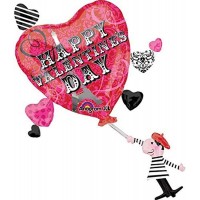 Happy Valentines Day 28 inch Heart shaped Paris Balloon french themed party paris decorations paris decor foil mylar balloons 