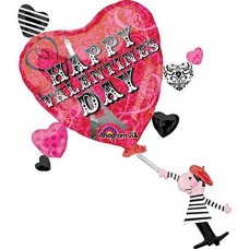 Happy Valentines Day 28 inch Heart shaped Paris Balloon french themed party paris decorations paris decor foil mylar balloons 