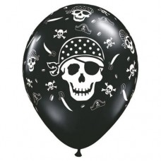 Pirate Skull Face with Swords  Around 11" Black Latex Pirate Balloons Party Choose your Count Birthdays, Pirate parties, kids, boys, adventure, treasure hunt, themed