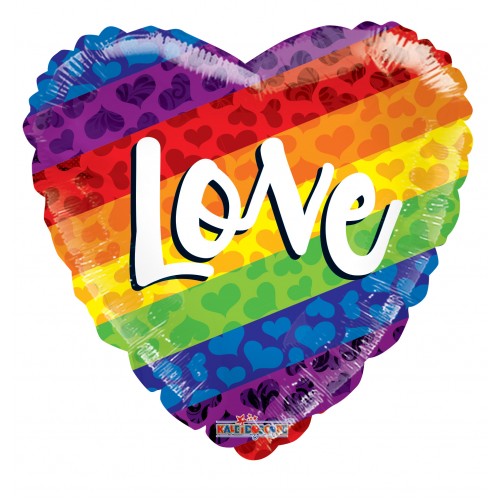 Rainbow Love Heart Pride Celebration Mylar Balloon