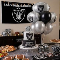 Official Raider Nation Balloon Decor: Custom 7-Piece Helmet & Latex Bundle Silver and Black