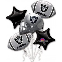 Las Vegas Raiders 6-Piece Football Balloon Set 21" Helmet Foil, Self-Sealing Valves
