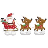 51 Inch Huge Santa Sleigh and Reindeer Balloon Christmas Holidays Centerpiece Airfill Kids Decorations Decor