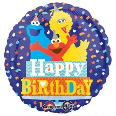 Sesame Street  Happy birthday Confetti 18 Inch foil balloon Elmo balloon parties Elmo Big Bird Cookie Monster decorations decor parties