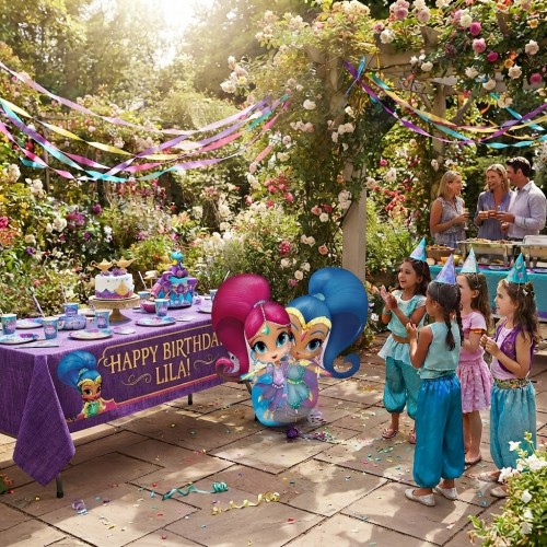Shimmer and Shine Airwalker Balloon – 53" Giant Foil Genie Balloon for Kids Birthday Party, Zahramay Falls Decorations, Weighted Floating Character Balloon