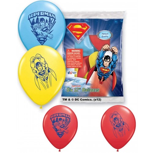 Superman Assorted Colored 11 inch Latex Balloons Count of 25 Superman Assorted Colored 11 inch Latex Balloons Count of 25