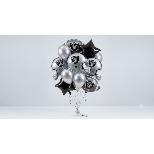 The Ultimate Las Vegas Raider Fan Football Gameday Balloon Bouquet (11-Piece Deluxe Bundle)