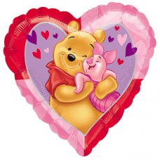 Disney's Winnie the Pooh and Piglet Huge 34 Inch Happy Valentine's Day heart shaped foil balloon