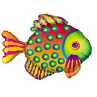 Tropical Multi Color Supershape Fish Mylar Balloon
