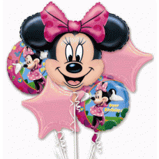 Minnie Mouse Happy Birthday Five Piece Mylar Balloon Bouquet