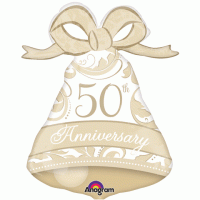 50th Golden Anniversary Bell Supershape Mylar Balloon