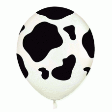Cow Print 11" Latex Balloons, Black & White-25 Count