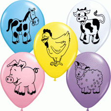 Farm Animal Friends 11" Latex Balloons, Assorted Colors
