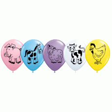 Barnyard Animal Friends 11" Latex Balloons, Assorted Colors 50 Count Bag