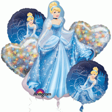 Disney Princess Cinderella Happy Birthday Five Piece Balloon Bouquet Set