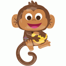 Happy Monkey with Bananas Super Shape Mylar Ballooon