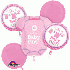 It's a Baby Girl Five Piece Mylar Balloon Set