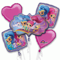 Shimmer and Shine Five Piece Mylar Balloon Bouquet Set