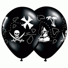 Treasure Map Black Pirate 11" Bag of 50 Latex Balloons